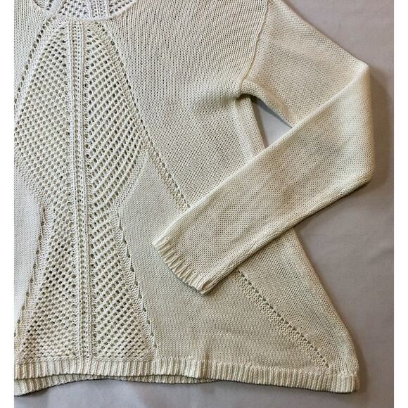 Charming Charlie Sweater Women M Ivory Open Knit Pullover Stretch Hi Low Casual - Picture 12 of 12